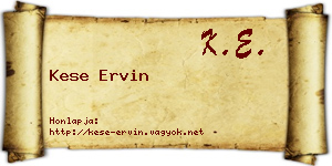 Kese Ervin névjegykártya
